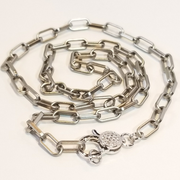 NEW Matte Silver paperclip link chain necklace - Picture 7 of 8